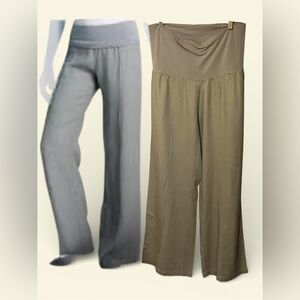 Just Living Women's Olive Wide Leg Pants Made of Linen and Cotton
